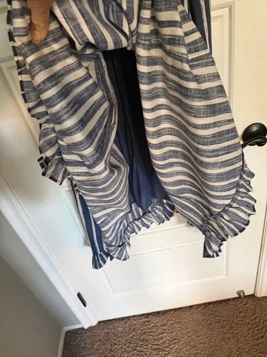 Anthropologie Navy and White Striped Button-Front Maxi Dress - Picture 6 of 10